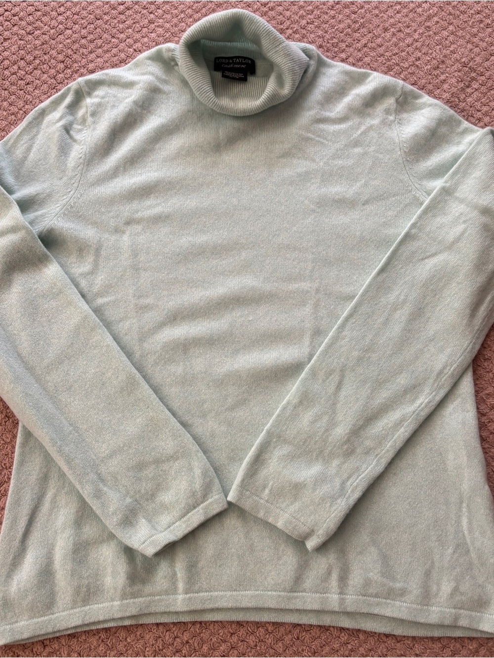 Lord & Taylor Mint Green 100% Cashmere Turtleneck Sweater Size XL